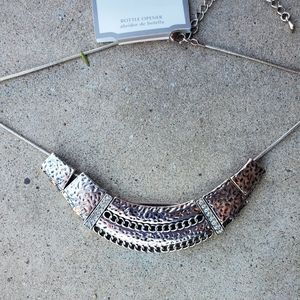 New Bottle Opener Rhinestone Silver Tone Necklace.
